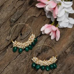 Ravishing Pearl Emerald Hoops 1