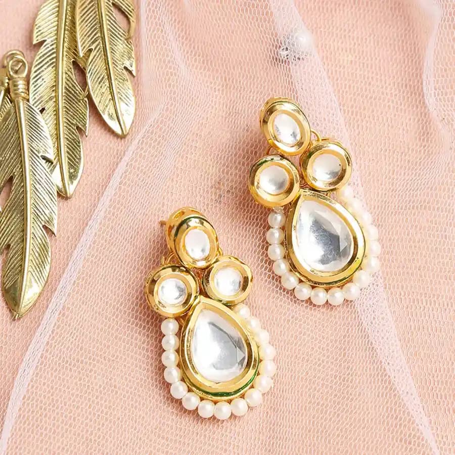 Luminous Kundan Drop Studs