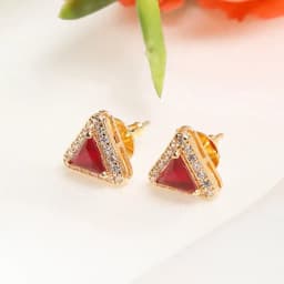 Elegant Maroon Diamond Studs 1