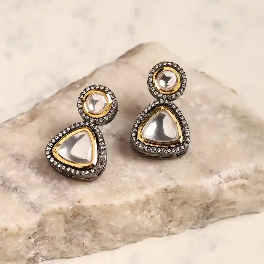 Radiant Dual Tone Stone Earrings