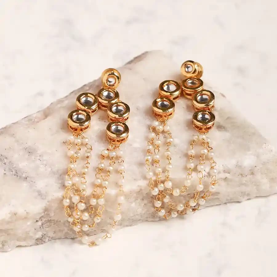 Luxe Gold and Pearl Kundan Earrings