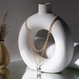 Chic Layered Pearl and Gold Neckpiece 1