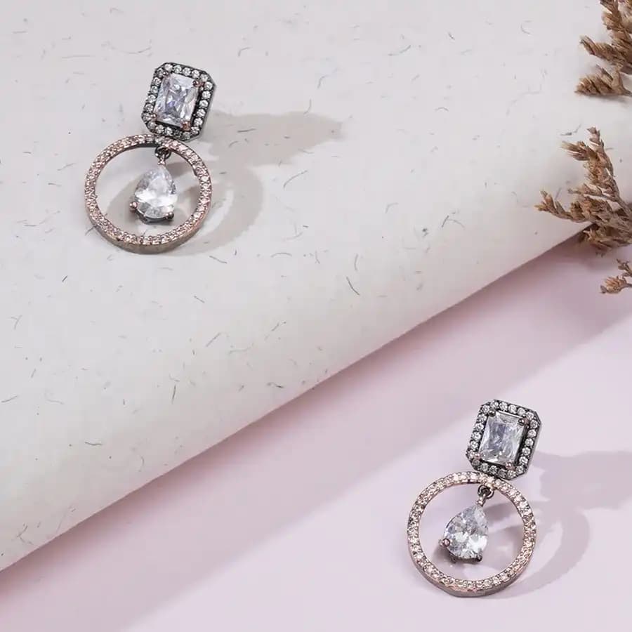 Timeless Rose Gold Stone Earrings