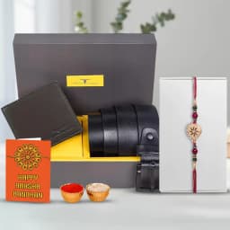 Classic Rakhi with Chic Wallet and Belt Set 1