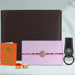 Ganesha Rakhi with Chic Leather Combo 1