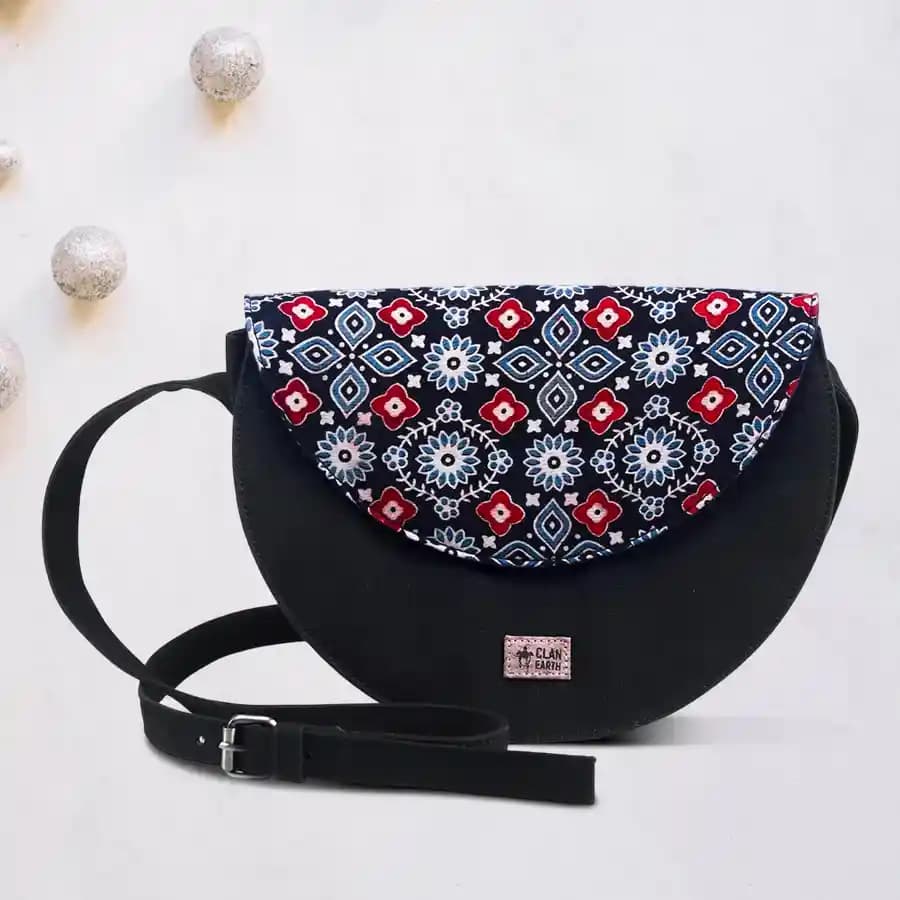 Stylish Zero Plastic Florican Ajrakh Sling Bag