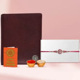 Stylish Rakhi N Leather Passport Holder Gift Set 1