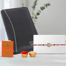 Stunning Kundan Rakhi N Leather Passport Holder Set 1