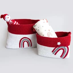 Beautiful Rainbow Design Cotton Rope Baskets 1