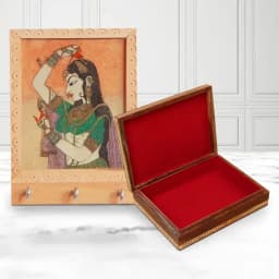 Lovely Meenakari Design Handcrafted Wooden Jewellery Box for Mom 1