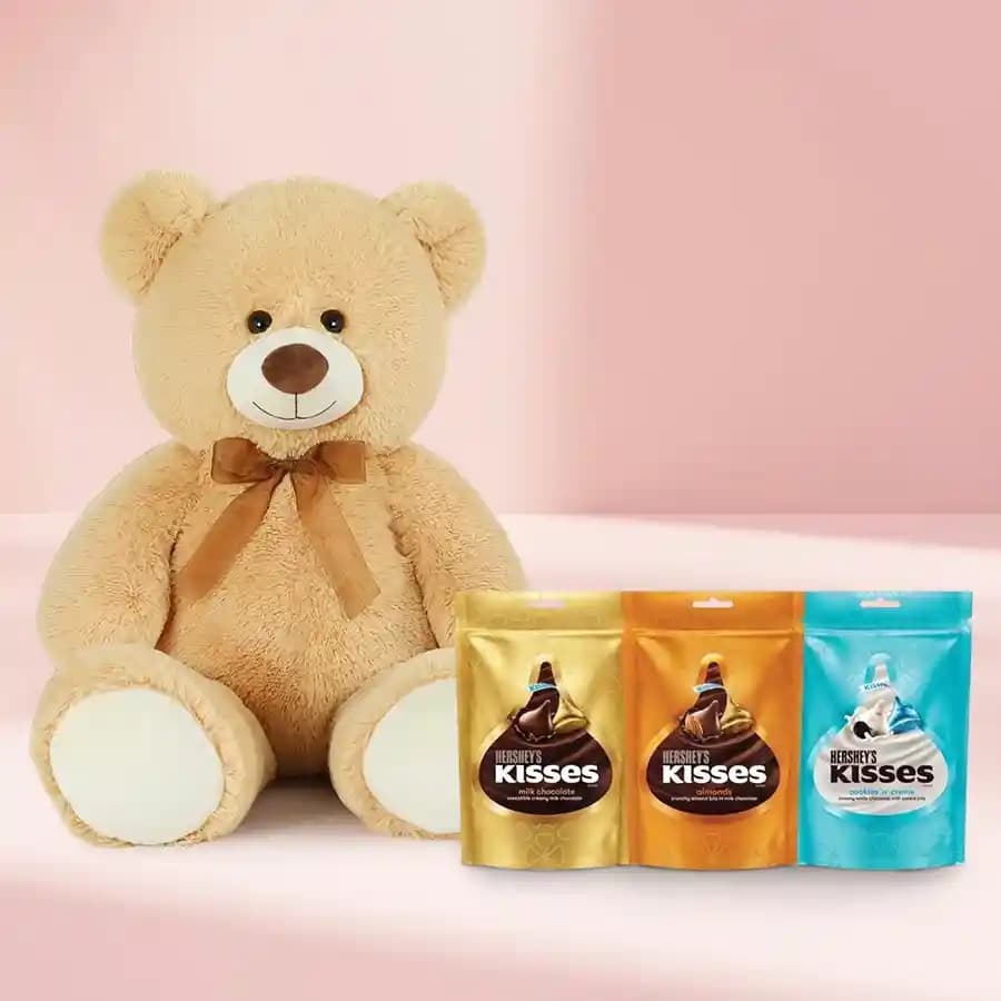 Amazing Big Teddy with Hersheys Kisses Chocolates