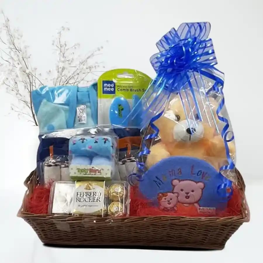 Delightful Baby Apparel and Care Package with Chocolates