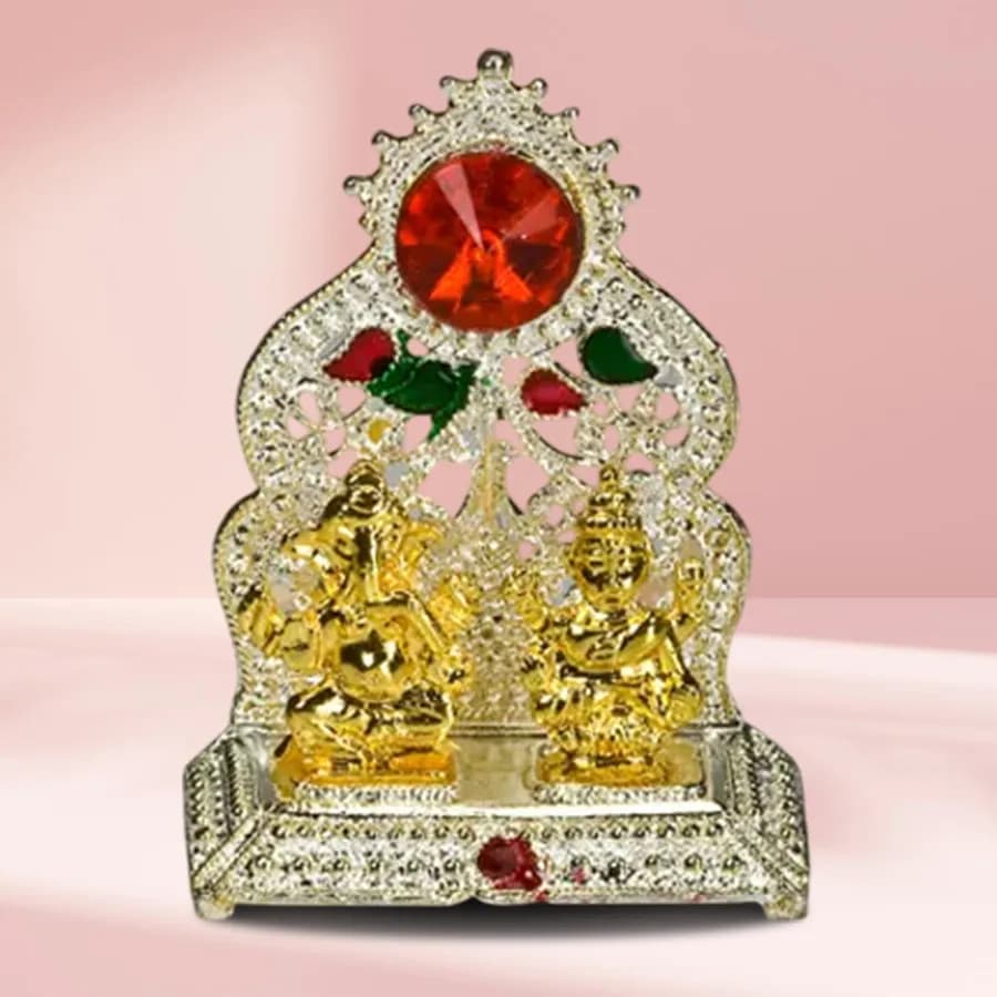Pious Silver Plated Ganesh Laxmi Mandap