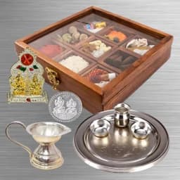 Traditional Puja Set in Elegant Wooden Case 1
