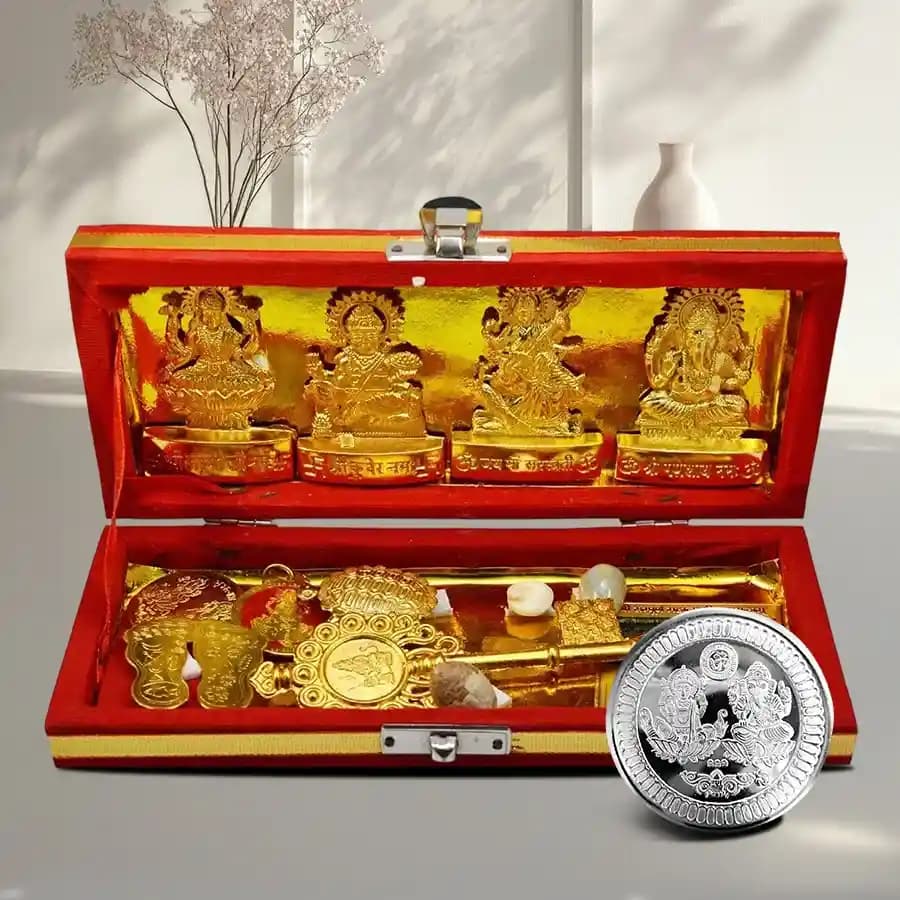 Stunning Sri Dhan Laxmi N Kuber Bhandari Yantra with Free Coin