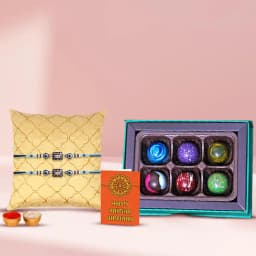 Elegant Set of 2 Evils Eye Rakhi with Ambrosial Handmade Chocolates 1