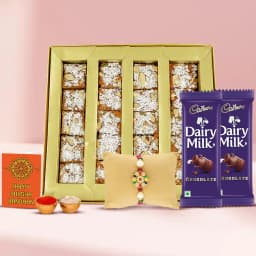 Sweets n Rakhi with Card Combo 1
