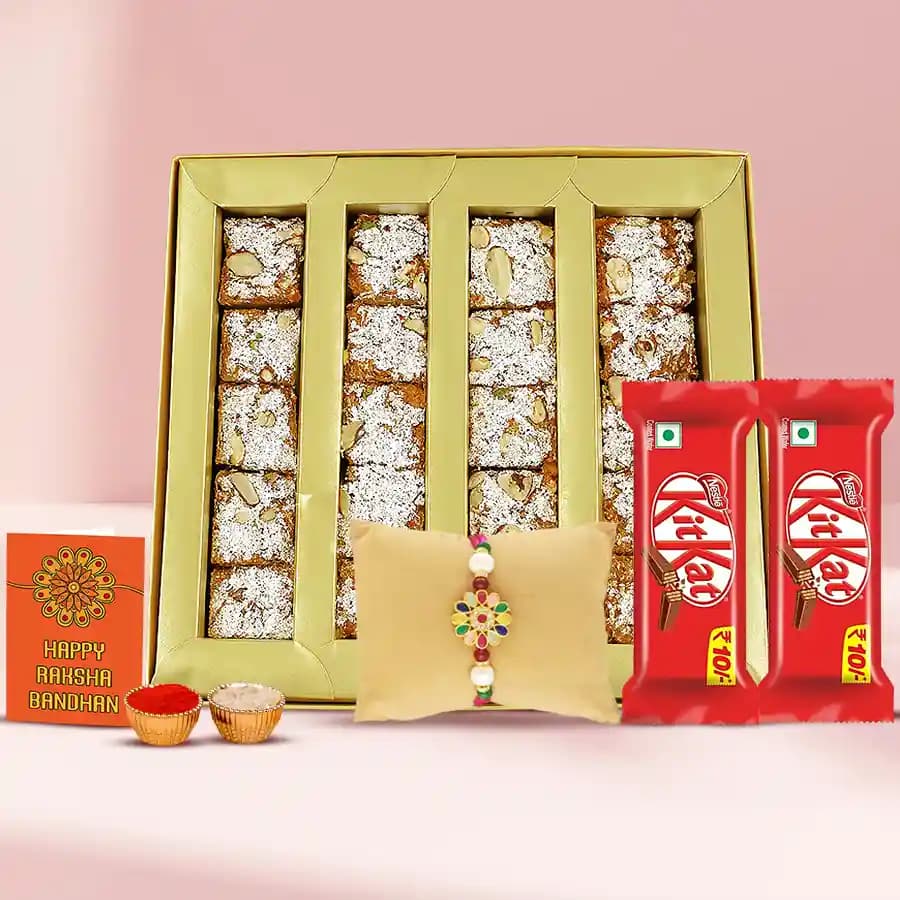 Sweets n Rakhi with Card Trio