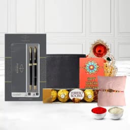 Stone Rakhi with Mens Delight Gift Set 1