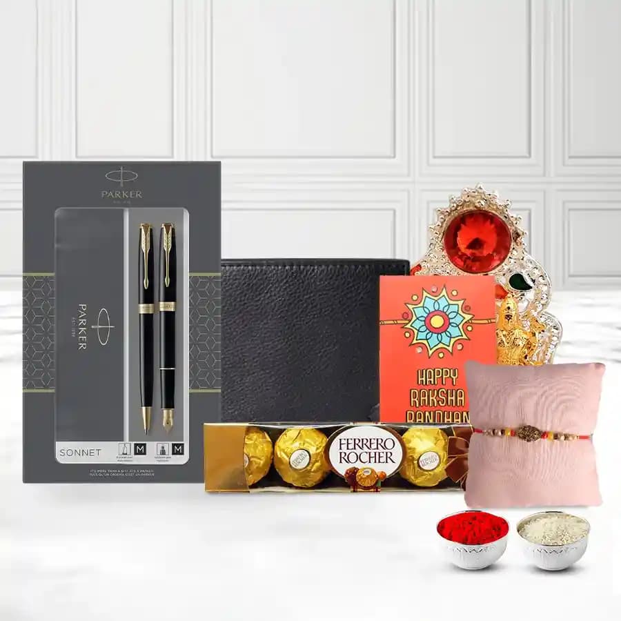 Stone Rakhi with Mens Delight Gift Set