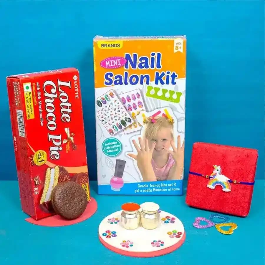 Classic Nail Saloon N Unicorn Rakhi Hamper