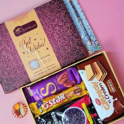 Rakhi with Chocolates n Dry Fruits Combo Box 1