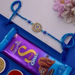 Stunning Evil Eye Rakhi N Cadbury Silk Treat 1