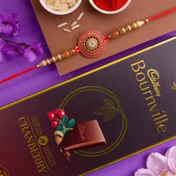 Stylish Kundan Rakhi N Cadbury Bournville Combo 1