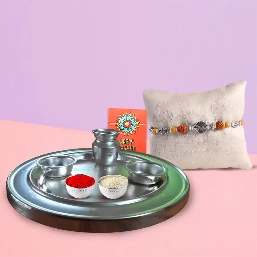 Elegant Silver Plated Pooja Thali for Raksha Bandhan