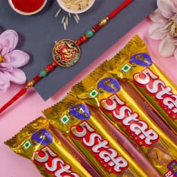 Exclusive Ganesha Rakhi N Five Star Chocolate Delight 1