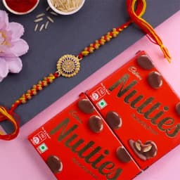 Stylish Kundan Rakhi N Cadbury Nutties Combo 1
