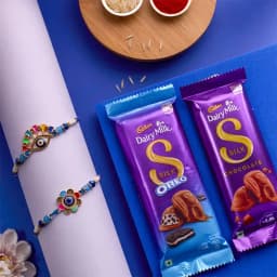Amazing Evil Eye Rakhi Set N Cadbury Silk Combo 1