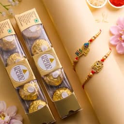 Auspicious Rakhi Set N Rocher Combo 1