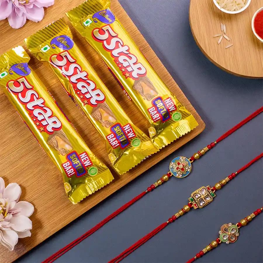 Stunning Kundan Rakhi Set N Five Star Combo