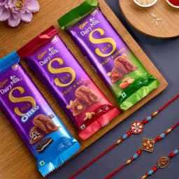 Marvellous Kundan Rakhi Set N Cadbury Combo 1