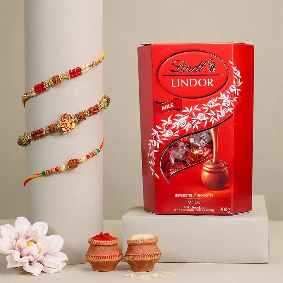 Sacred Rakhi N Lindt Chocolate Combo