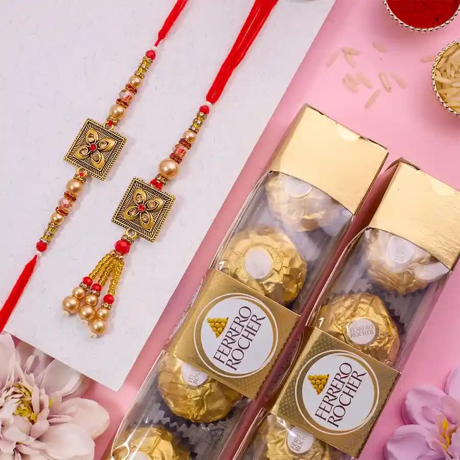 Amazing Kundan Bhai Bhabhi Rakhi N Rocher Combo