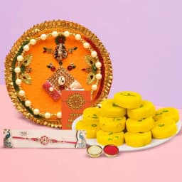 Divine Blessings Gift Set with Haldirams Kesar Pedas & Pooja Thali 1
