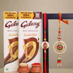 Designer Family Rakhi Set N Galaxy Chocolate Combo 1