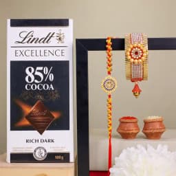 Stylish Bhai Bhabhi Rakhi N Lindt Chocolate Combo 1