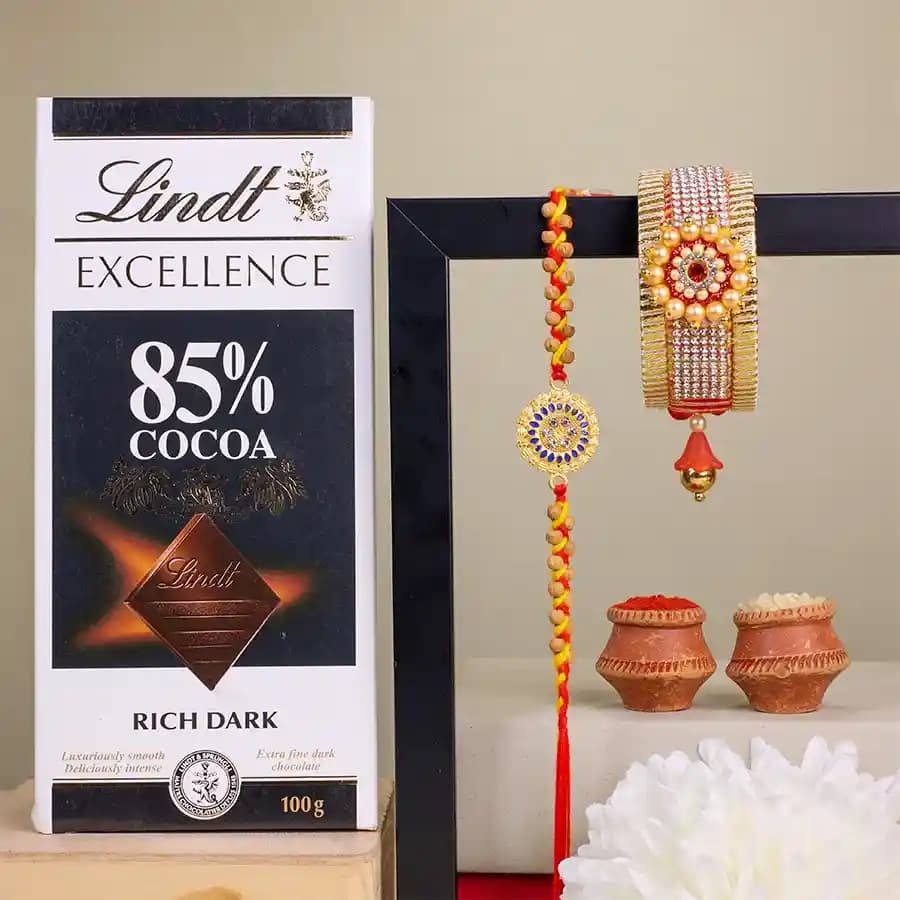 Stylish Bhai Bhabhi Rakhi N Lindt Chocolate Combo
