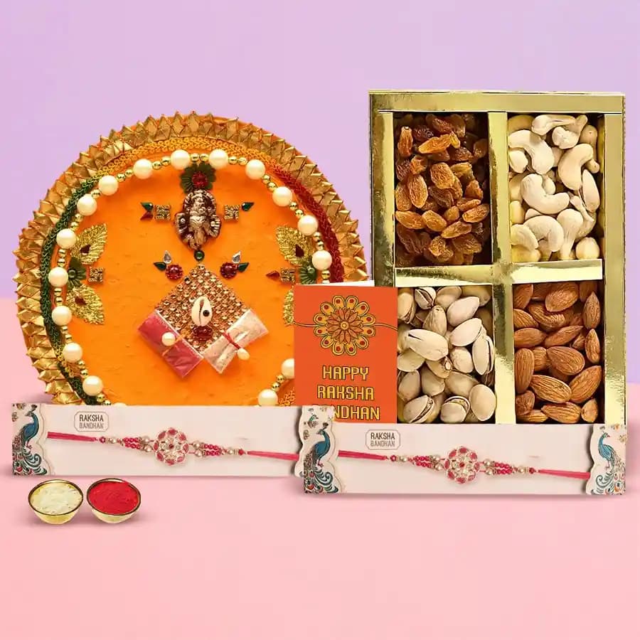 Elegant Pooja Thali with Delectable Nut Assortment