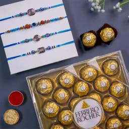 Elegant Evil Eye Rakhi Set N Ferrero Rocher Combo 1