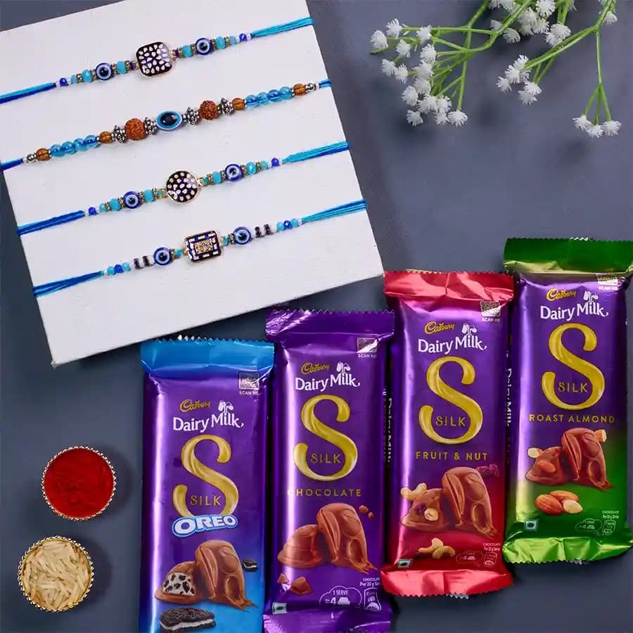 Graceful Evil Eye Rakhi Set N Cadbury Combo