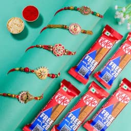 Amazing Kundan Rakhi Set N Kitkat Combo 1