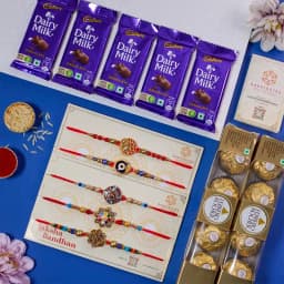 Marvellous 5 Rakhi Set N Chocolates Combo 1