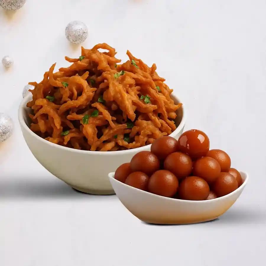 Gulab Jamun and Crunchy Snack Delight