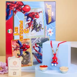 Exclusive Spiderman Rakhi N Superhero Puzzle Set 1