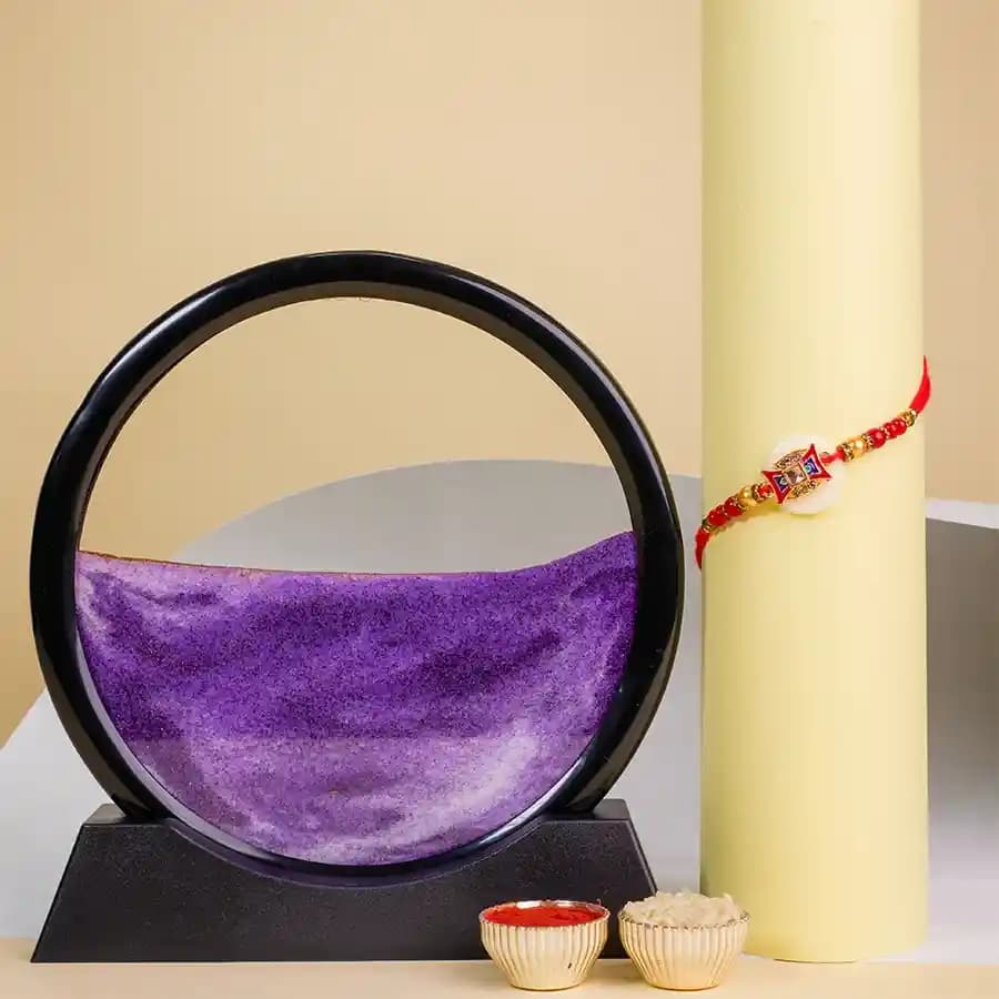 Trendy Kundan Rakhi N Sand Art Combo