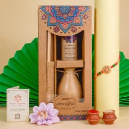 Stylish Kundan Rakhi N Reed Diffuser Gift Combo 1